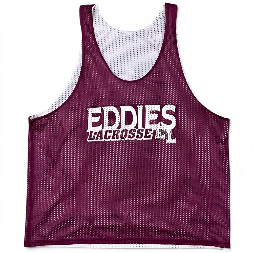 Eddies Lacrosse Reversible Mesh Tank Top Jersey Athletic Lax Pinnie XL Burgundy